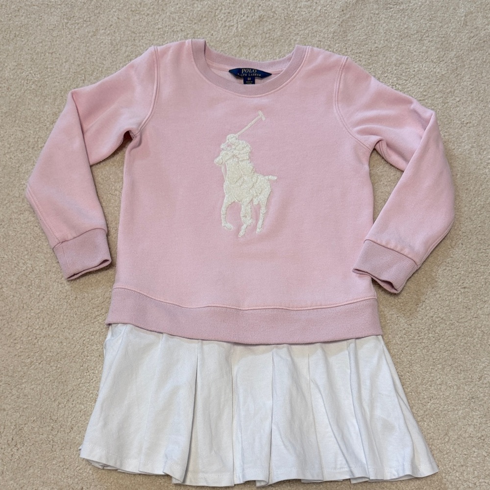 KIDS Ralph Lauren Girl's Big Pony Fleece Sweatshirt Dress